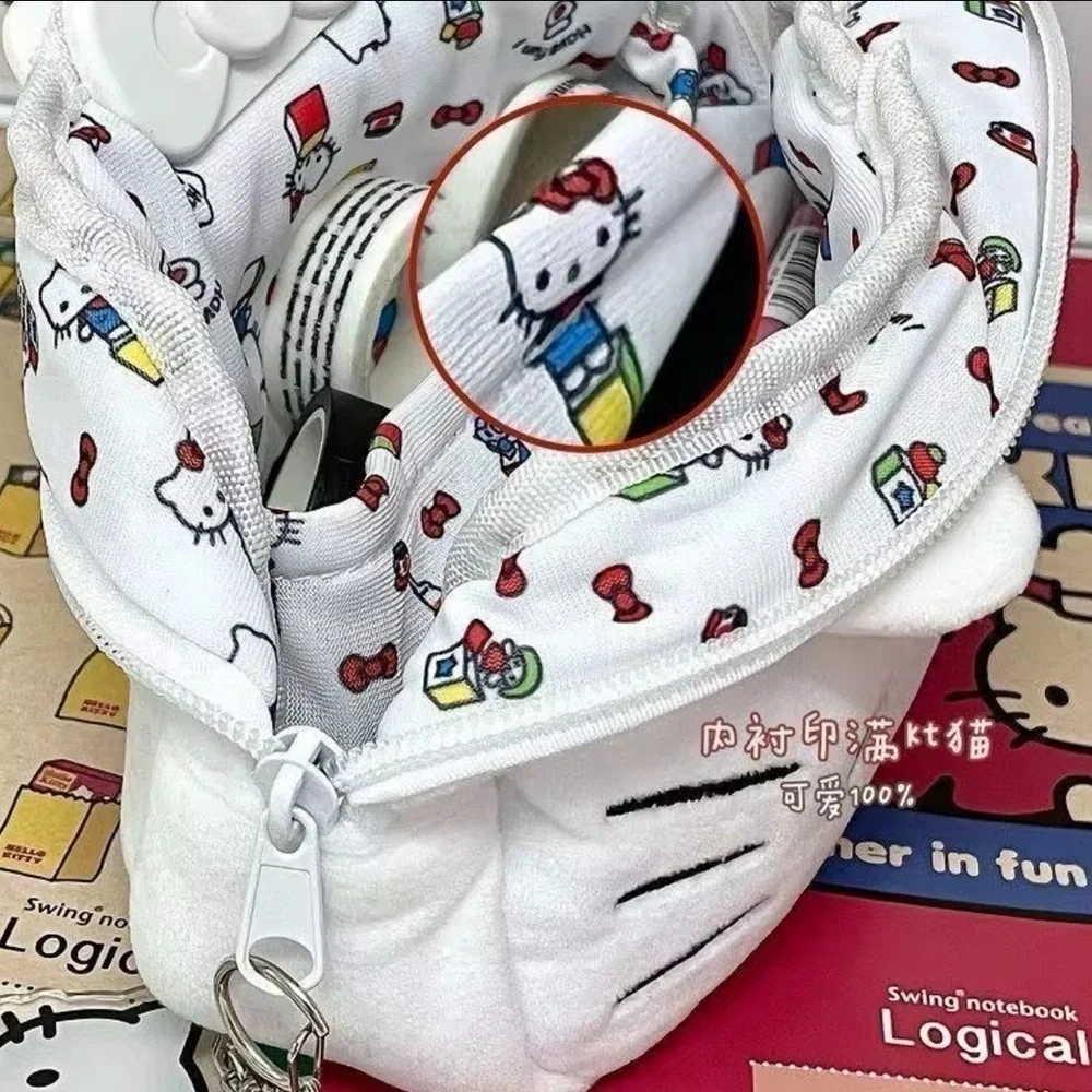 ⭐️NEW⭐️ Hello Kitty White Fuzzy Character Cosmetics Pencil Pen Bag